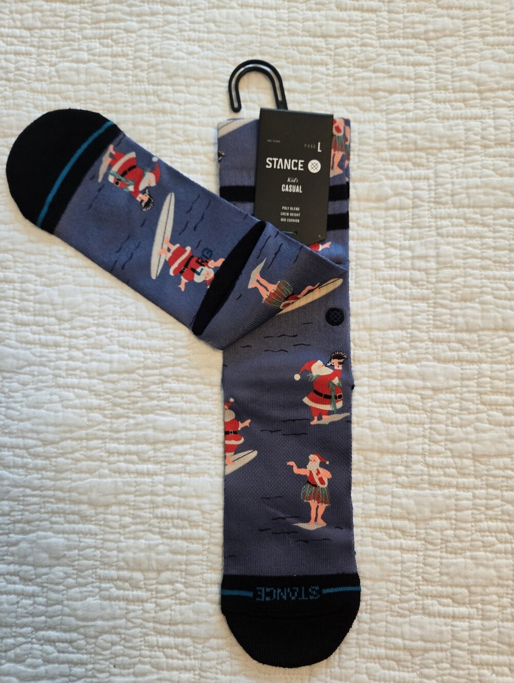 Stance Surfing Santa Kids Crew Socks in Blue and Red - Picture 2 of 5